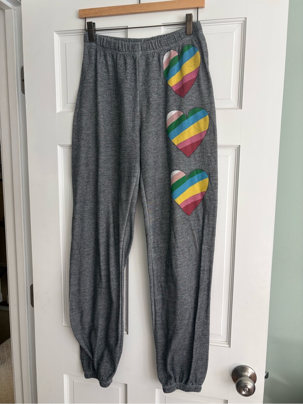 Wildfox Grey Love Hearts Sweatpants Large